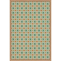 vintage vinyl floor cloth geometric blue green red