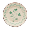 Set of 2 Casa Nuno Green Flower Dinner Plates by Abigails, cream with green floral design and rustic brown rim.