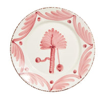Abigails Casa Nuno Pink Palm Dinner Plates (set of 2) feature pink palm designs inspired by Portuguese Majolica pottery.