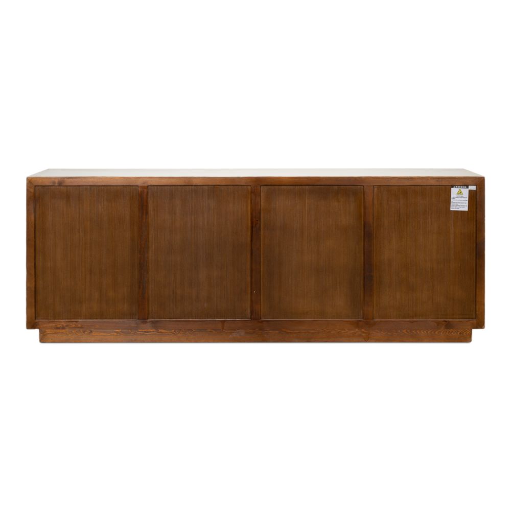 cabinet 4-doors white washed natural pine wood long transitional storage interior shelf