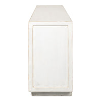 cabinet 4-doors white washed natural pine wood long transitional storage interior shelf