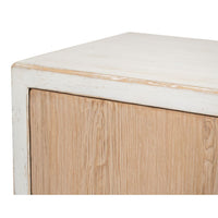 cabinet 4-doors white washed natural pine wood long transitional storage interior shelf