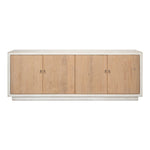 cabinet 4-doors white washed natural pine wood long transitional storage interior shelf