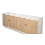 cabinet 4-doors white washed natural pine wood long transitional storage interior shelf