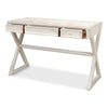 desk reclaimed wood rustic white wash x-frame 3-drawers