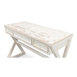 desk reclaimed wood rustic white wash x-frame 3-drawers