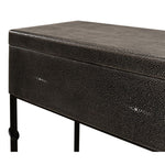 grey leather shagreen box black iron stand marbleized paper interior