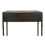 grey leather shagreen box black iron stand marbleized paper interior