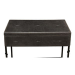 grey leather shagreen box black iron stand marbleized paper interior