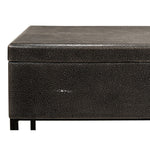 grey leather shagreen box black iron stand marbleized paper interior