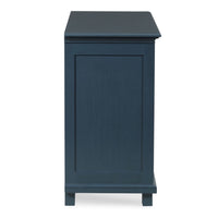 rectangular molded chest navy finish five drawers 17th century inspired oak solids