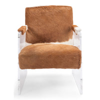 leather acrylic brown white fur chair