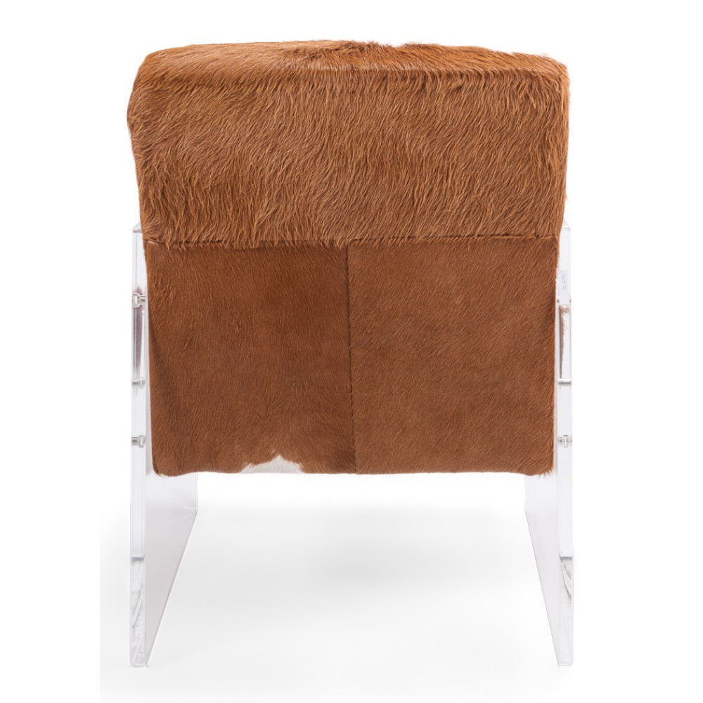 leather acrylic brown white fur chair
