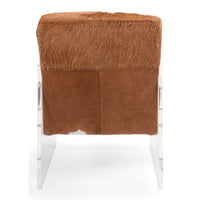 leather acrylic brown white fur chair