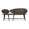 dark grey contemporary wood bench splayed legs two oval backs