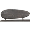 dark grey contemporary wood bench splayed legs two oval backs