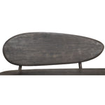 dark grey contemporary wood bench splayed legs two oval backs
