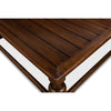 square coffee table baluster legs scalloped apron large dark brown finish wood