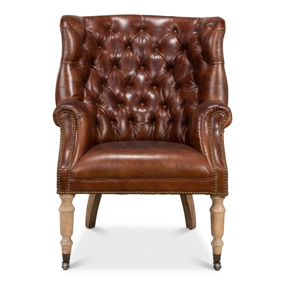 Occasional Chair - Welsh - Vintage Cigar Leather