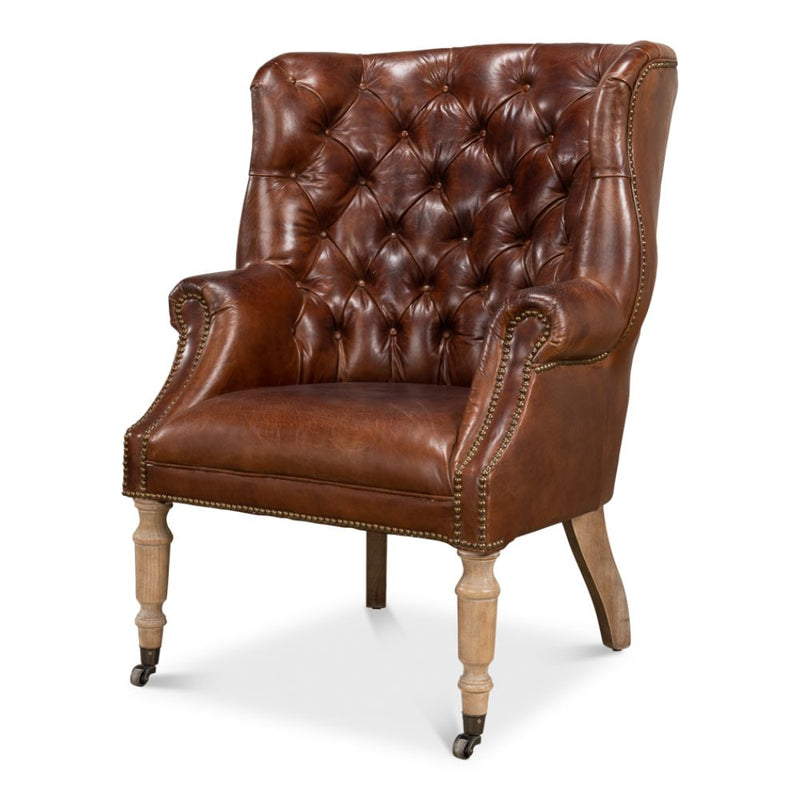 Occasional Chair - Welsh - Vintage Cigar Leather