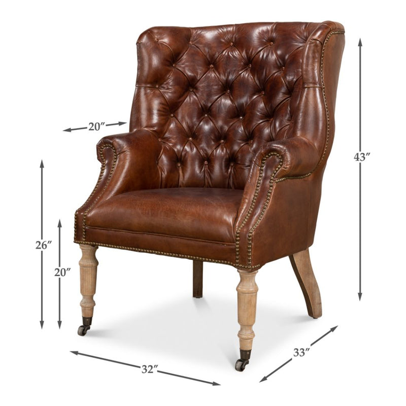 Occasional Chair - Welsh - Vintage Cigar Leather