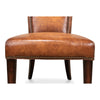 traditional mottled tan upholstered leather dining side chair nail heads wood legs