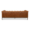 brown leather sofa diamond tufting metal base legs