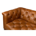 brown leather sofa diamond tufting metal base legs