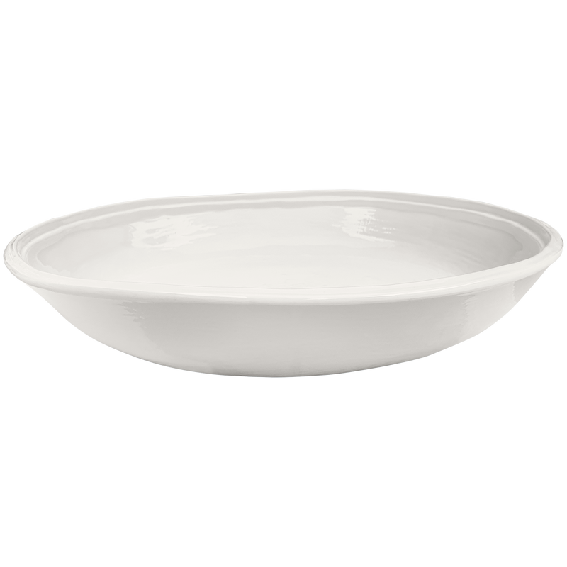 cream double line melamine pasta serving bowl