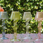 tealight colored candle holder shade base mouthblown glass 