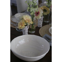 white beaded melamine serving bowl 