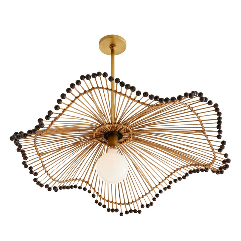pendant light wood black bead wave round