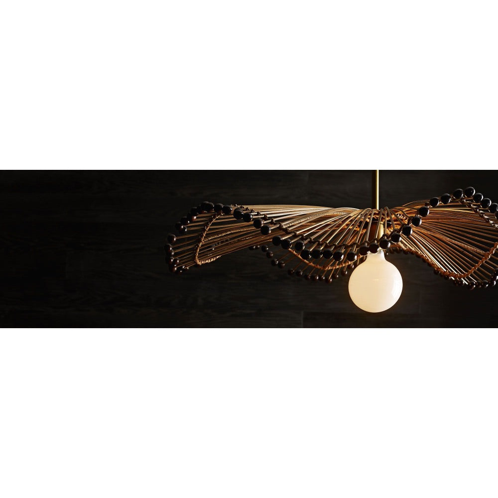 pendant light wood black bead wave round