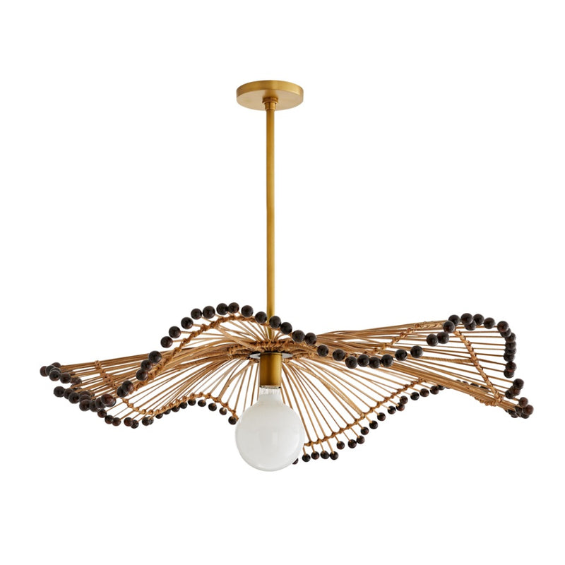 pendant light wood black bead wave round