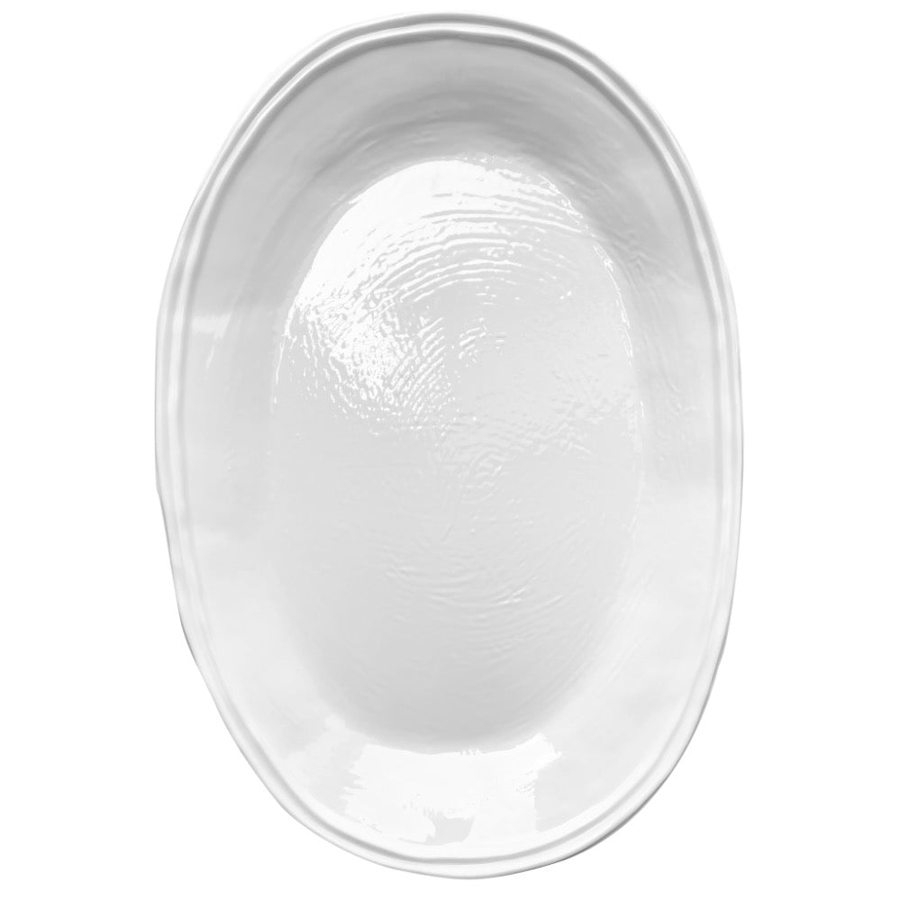 melamine serving platter white double line