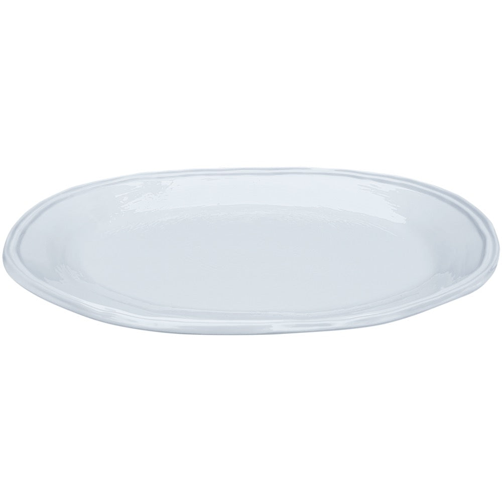 melamine serving platter white double line