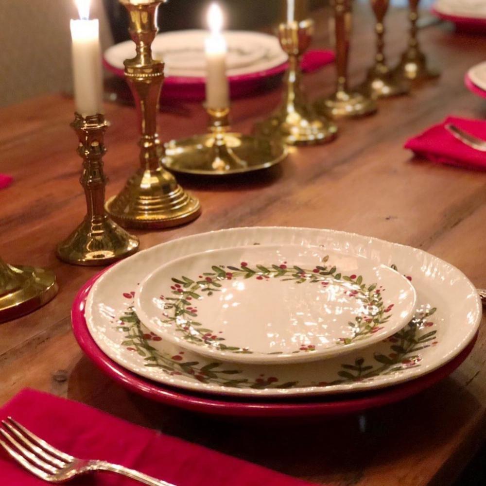 Christmas Wreath Melamine Salad Plates (set of 4)