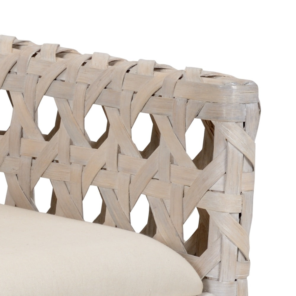 bistro chair white rattan fabric whitewash 