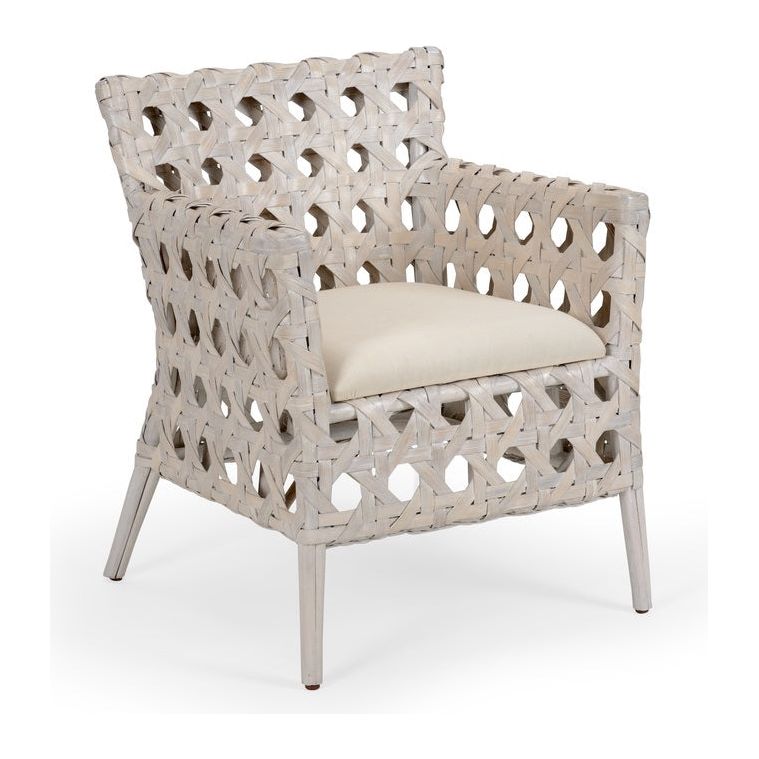 bistro chair white rattan fabric whitewash