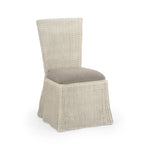 dining chair white rattan upholstered seat whitewash gray 