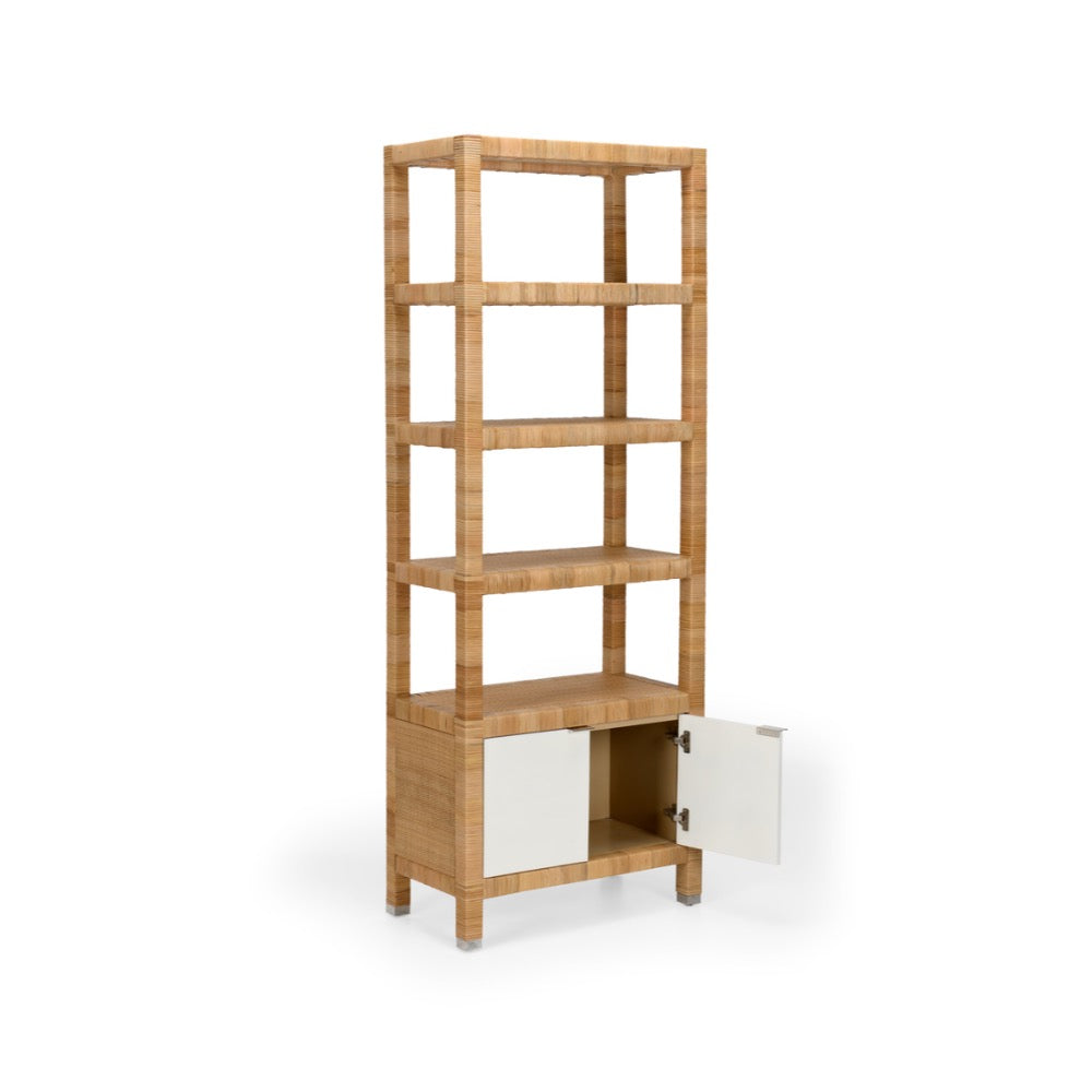 etagere rattan natural white two door storage shelves nickel handles