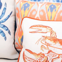 lobster pillow multi color piped edge cream red 