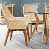 arm chair natural woven cushion wooden leg