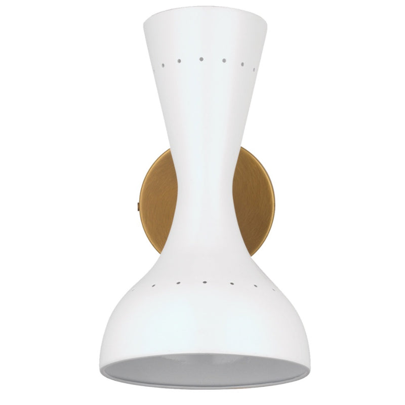white lacquer brass wall sconce