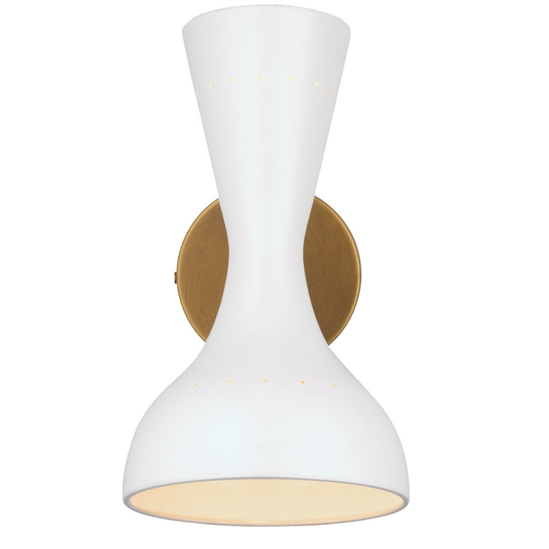 white lacquer brass wall sconce