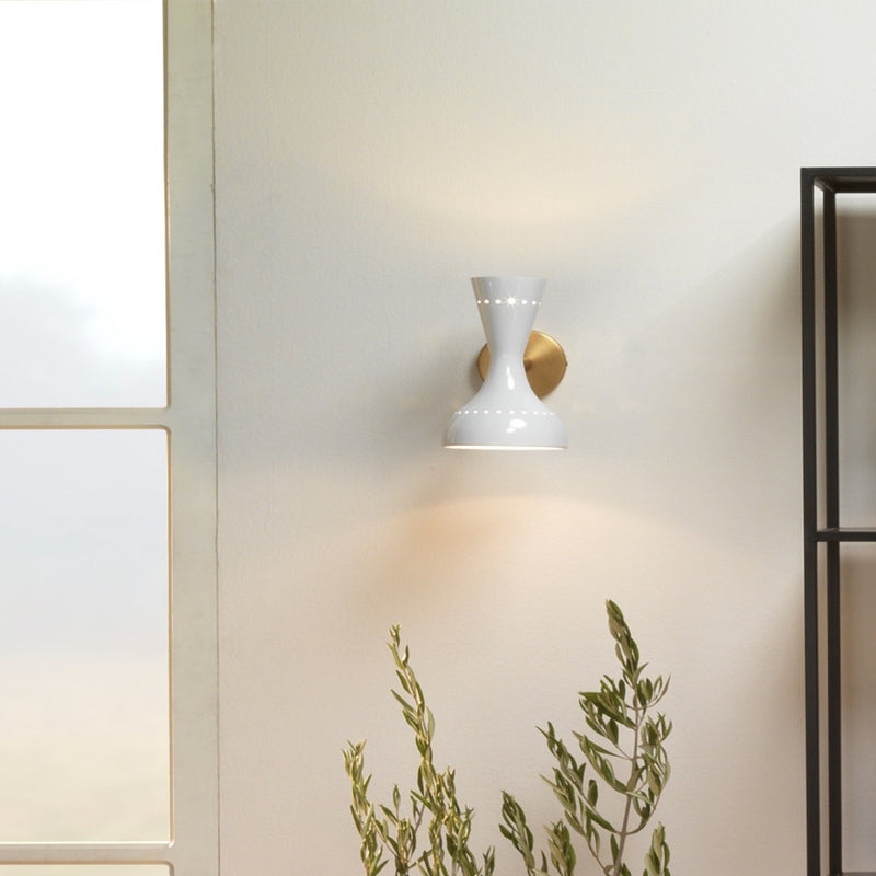 white lacquer brass wall sconce