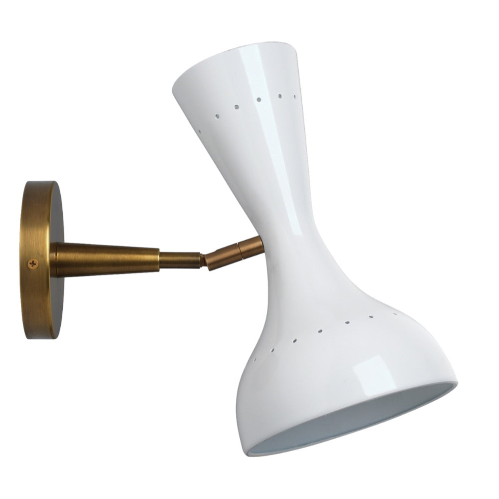 white lacquer brass wall sconce