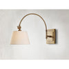 swing arm brass wall sconce white shade