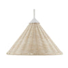 white swing-arm wall sconce bleached rattan shade