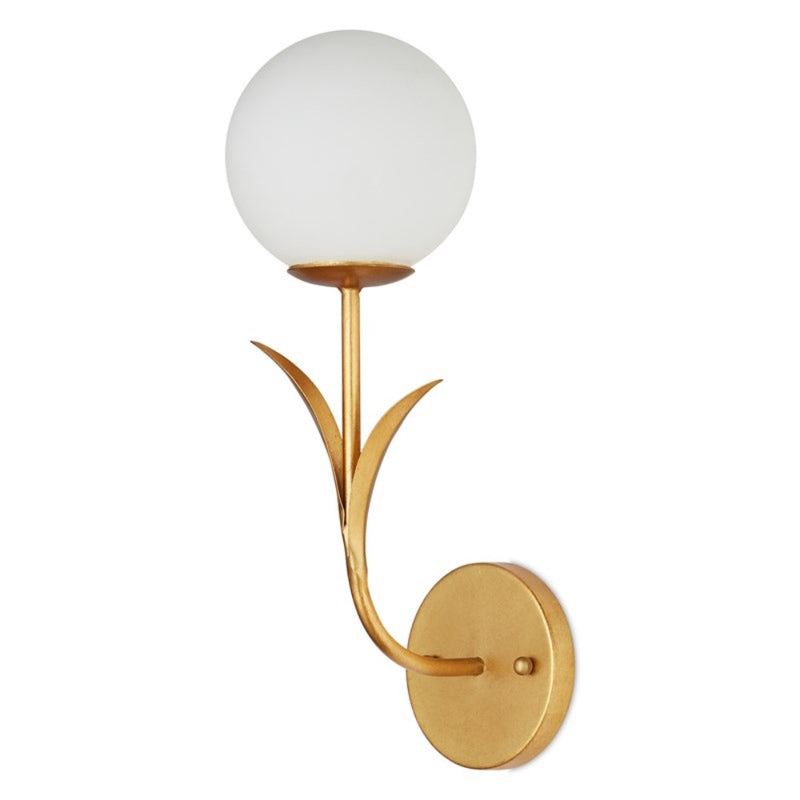 gold leaf finished contemporary wall sconce globe bulb